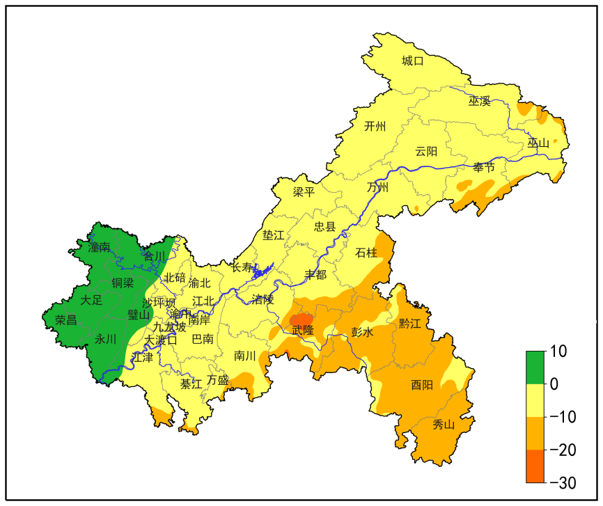 图2 冬季(2025年12月―2026年2月)降水距平百分率(%)预测.png